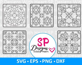 Tile Square Designs 26-30, Digital Vector Files, svg, eps, png, dxf, jpg, CNC Laser, Cricut, Silhouette, Instant Download