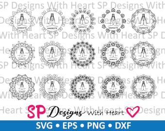 Mandala Borders 16-20 (Namaste Hands Center), Digital Vector Files, svg, eps, png, dxf, jpg, CNC Laser, Cricut, Silhouette, Instant Download