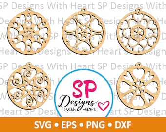 Hearts & Stars Suncatcher Designs 61-65, Digital Vector Files, svg, eps, png, dxf, jpg, CNC Laser, Cricut, Silhouette, Instant Download