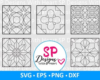 Quilt Block Designs 91-95, Digital Vector Files, svg, eps, png, dxf, jpg, CNC Laser, Cricut, Silhouette, Instant Download