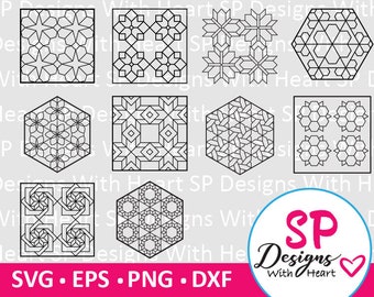 Quilt Block Designs 11-20, Vector Files, svg, eps, png, dxf, jpg, CNC Laser, Cricut, Silhouette, Digital Download