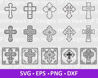 Cross Designs 26-30, Digital Vector Files, svg, eps, png, dxf, jpg, CNC Laser, Cricut, Silhouette, Instant Download