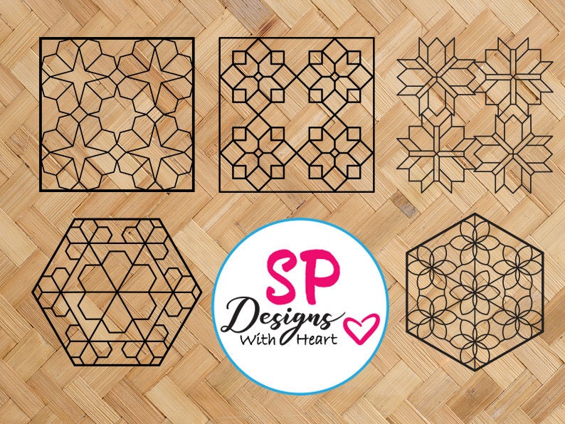 Block Designs Quilt Block Designs 11-15, Digital Vector Files, Svg, Eps, Png, Dxf ...