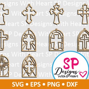 Crosses Suncatcher Designs 21-30, Digital Vector Files, svg, eps, png, dxf, jpg, CNC Laser, Cricut, Silhouette, Instant Download