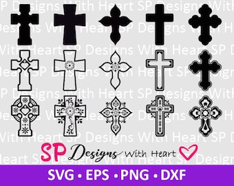Cross Designs 1-5, Digital Vector Files, svg, eps, png, dxf, jpg, CNC Laser, Cricut, Silhouette, Instant Download