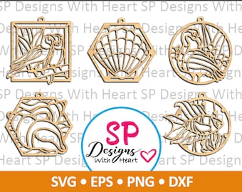 Tropical Suncatcher Designs 41-45, Digital Vector Files, svg, eps, png, dxf, jpg, CNC Laser, Cricut, Silhouette, Instant Download
