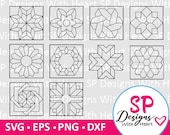 Quilt Block Designs 41-50, Digital Vector Files, svg, eps, png, dxf, jpg, CNC Laser, Cricut, Silhouette, Instant Download