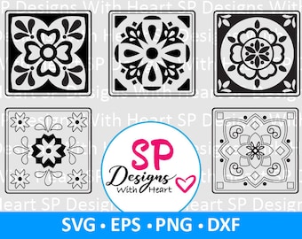 Tile Square Designs 76-80, Digital Vector Files, svg, eps, png, dxf, jpg, CNC Laser, Cricut, Silhouette, Instant Download