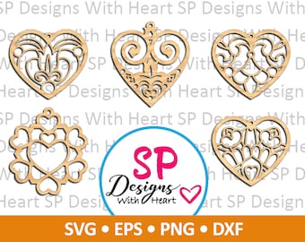 Hearts Suncatcher Designs 11-15, Digital Vector Files, svg, eps, png, dxf, jpg, CNC Laser, Cricut, Silhouette, Instant Download