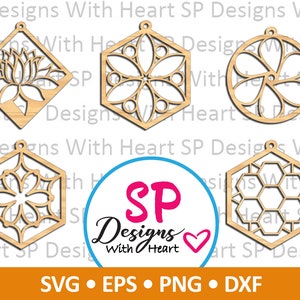 Floral Suncatcher Designs 6-10, Digital Vector Files, svg, eps, png, dxf, jpg, CNC Laser, Cricut, Silhouette, Instant Download