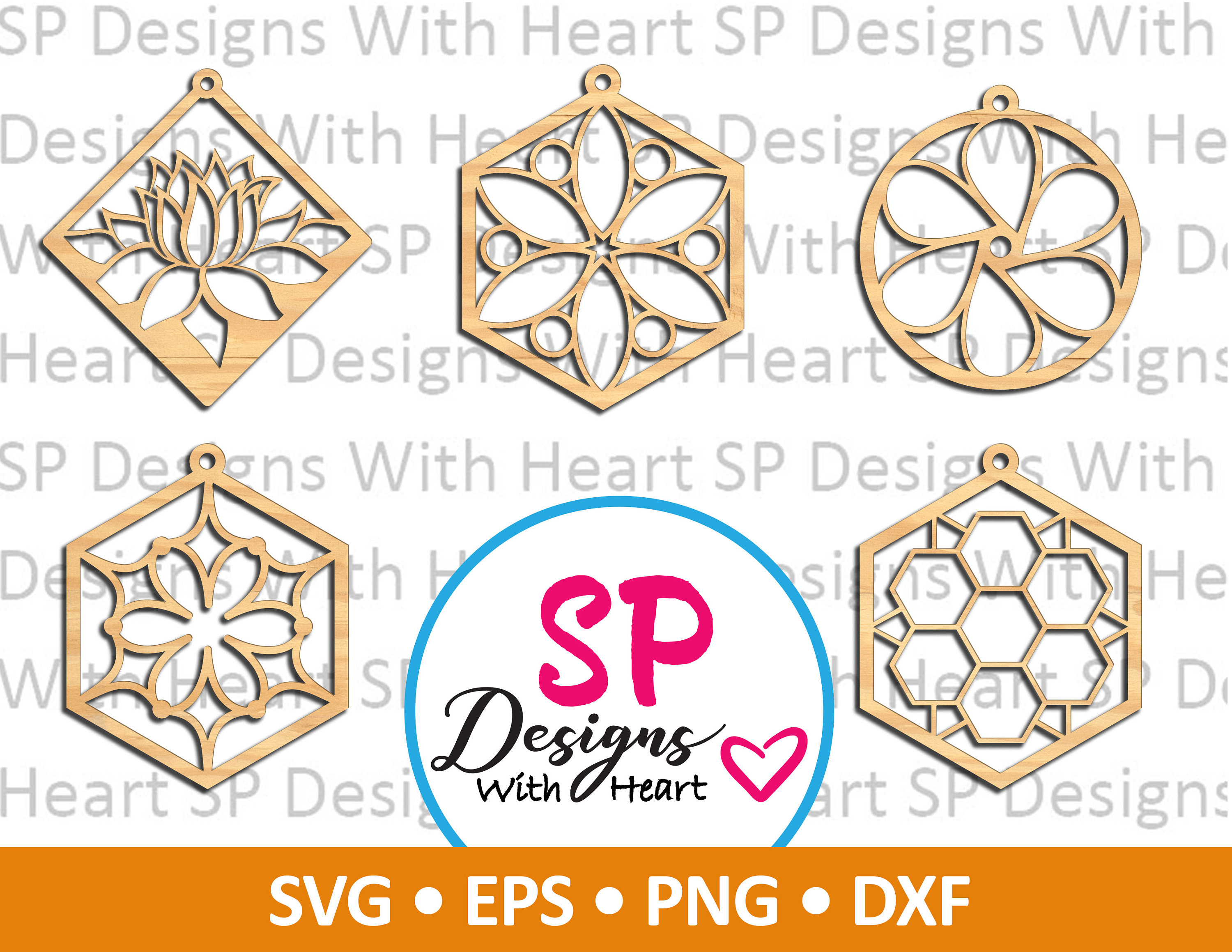 Floral Suncatcher Designs 6-10, Digital Vector Files, svg, eps, png, dxf, jpg, CNC Laser, Cricut, Silhouette, Instant Download