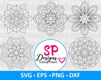 Mandalas 6-10, Digital Vector Files, svg, eps, png, dxf, jpg, CNC Laser, Cricut, Silhouette, Instant Download