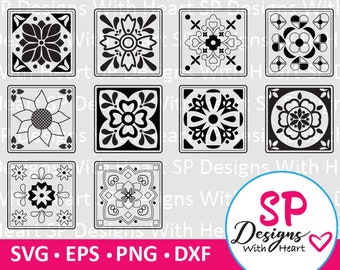 Tile Square Designs 71-80, Digital Vector Files, svg, eps, png, dxf, jpg, CNC Laser, Cricut, Silhouette, Instant Download