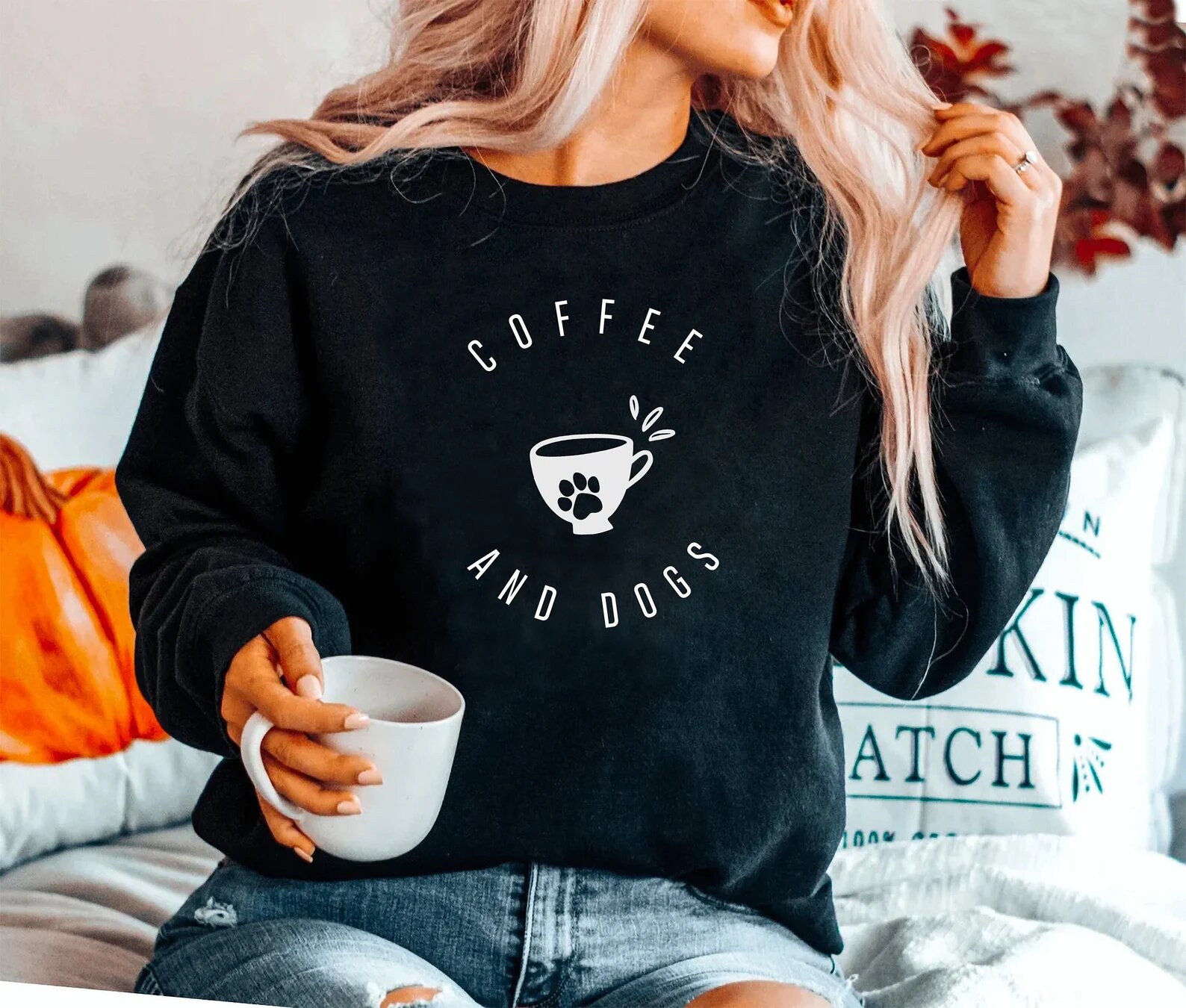 COFFEEE AND DOGS Sweatshirt, Coffee and Dogs Shirt, Hoodie, Dog Mama ...
