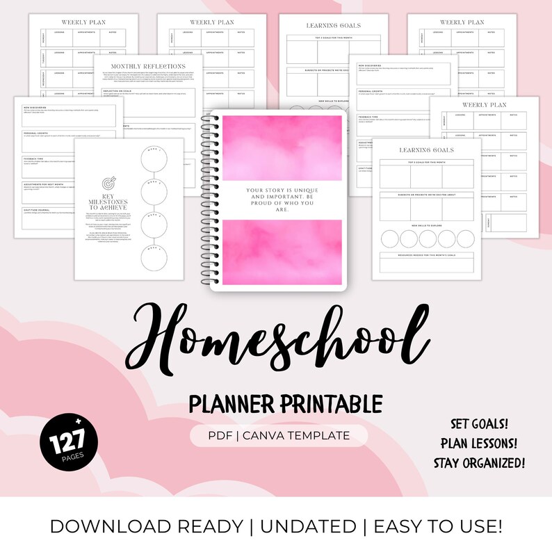 Homeschool Weekly Planner Printable Kindergarten School Organizer ...