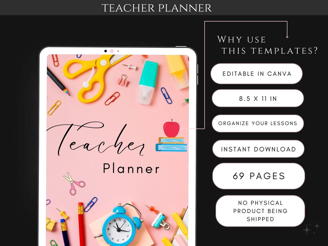 Teacher Planner Printable Digital Teaching Plan Kit Academic Back to ...