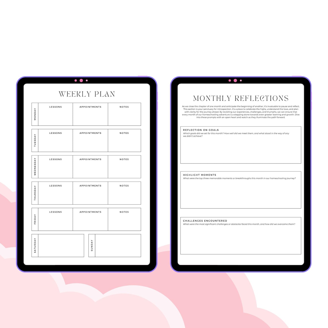 Homeschool Weekly Planner Printable Kindergarten School Organizer ...