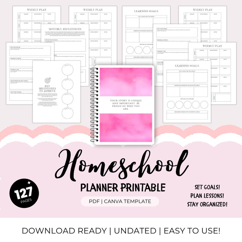 Homeschool Weekly Planner Printable Kindergarten School Organizer ...