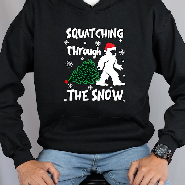 Sasquatch DTF Transfer | Squatching through the snow | Heat transfer ready to press | Sasquatch Christmas Tree | Direct to film Sasquatch