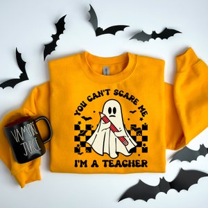 Can&#39;t scare me I&#39;m a teacher DTF Transfer |  Teacher Halloween dtf | Heat transfer ready to press | Ghost| Direct to film teacher ghost