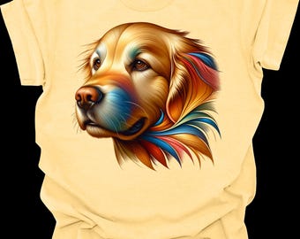 Golden Retriever Shirt Comfort Colors, Colorful Golden Retriever Tee, Dog Lover Gift, Golden Mom Shirt, Artistic Pet Portrait Tee Hoodie