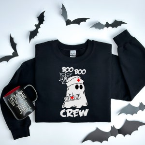Nurse boo boo crew DTF Transfer |  Nurse Halloween dtf | Heat transfer ready to press | Ghost | Direct to film nurse ghost | Bandaid ghost