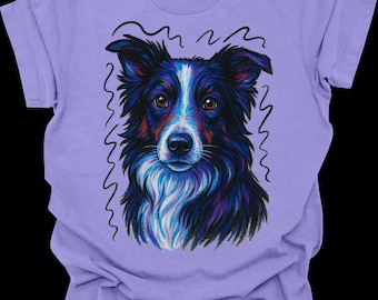 Colorful Border Collie Shirt, Sketch Border Collie Tee, Border Collie Hoodie, Dog Mom Gift, Dog Dad Gift, Artistic Dog Tie Dye Shirt