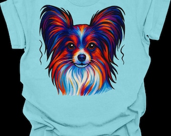 Papillon Shirt, Colorful Papillon Tee, Papillon Hoodie, Butterfly Dog Shirt, Dog Mom Gift, Dog Dad Gift, Artistic Dog Tie Dye Shirt