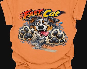 Fast CAT Aussie Shirt, Australian Shepherd Dog Sport Tee, Funny Fast Cat Dog Mom Gift, Lure Coursing Inspired Agility Style Shirt Hoodie