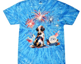 4th of July Dog Shirt, Fireworks Dog Tee, Patriotic Dog Lover Shirt, 250 Years America Shirt, Dog Hoodie, Tie Dye Dog Shirt