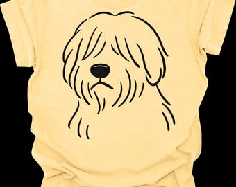 Sheepdog Shirt, Minimal Old English Sheepdog Tee, Shaggy Dog Hoodie, Simple Dog Line Art Shirt, Dog Lover Tie Dye Shirt