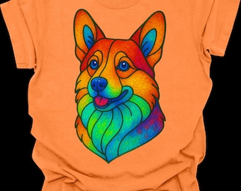 Stained glass Corgi Shirt, Colorful Corgi Tee, Hoodie, Dog Shirt, Cute Corgi Lover Gift, Vibrant Dog Mom Shirt, Pet Lover Tee, Corgi