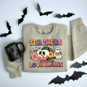 Teachers love brains DTF Transfer |  Teacher Halloweens dtf | Heat transfer ready to press | Ghost DTF  | Direct to film | Brains Halloweens