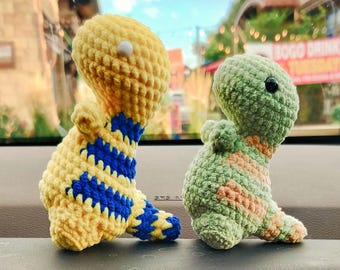 Small Desk Buddy Dino | Handmade Crochet Critter | Polyester yarn plush | Amigurumi | Gifts for Her | Kawaii | T-Rex | dnd Gifts | trex