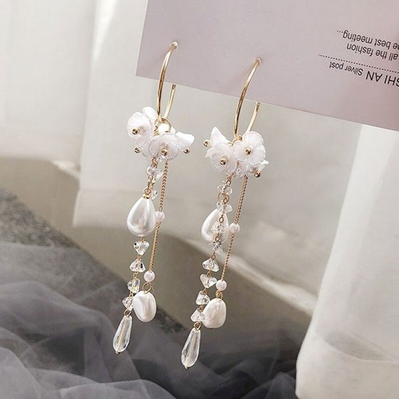 Pearl flower hotsell drop earrings