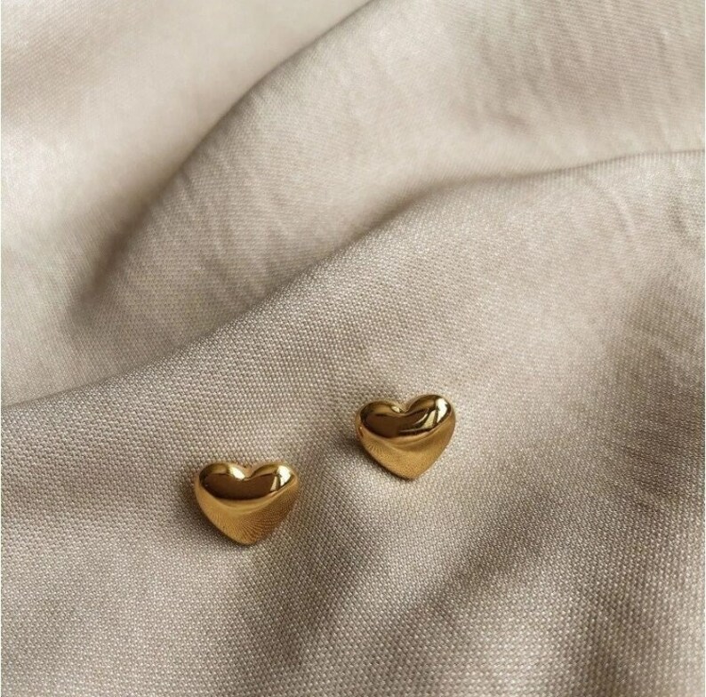 Heart Stud Earrings, Tiny Gold Heart Stud Earrings, Small Silver Heart