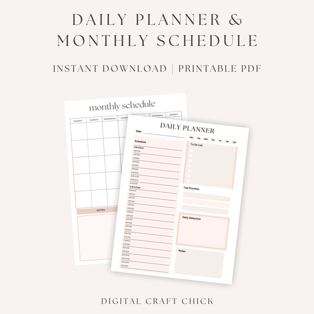 Monthly Schedule.pdf Printable Planner & Schedule Bundle, PDF, Planner, Journal ...