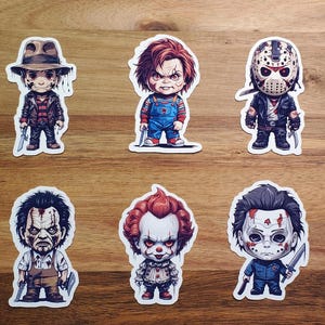 Halloween Horror Movie Characters Cartoon Stickers Single or Pack