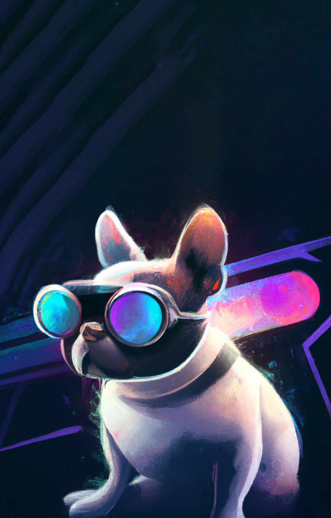 Retro Futuristic Style Frenchie Wearing Goggles Painting Art - Etsy