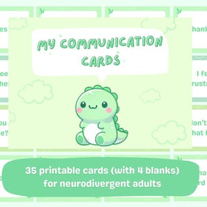 Communicatiekaarten dinosaurusautisme/adhd | Directe download digitale pdf en png | 50 kaarten