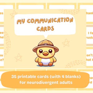 Happy Duck communicatiekaarten autisme/adhd | Directe download digitale pdf en png | 50 kaarten