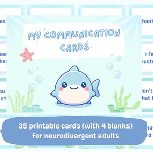 Communicatiekaarten haaien autisme/adhd | Directe download digitale pdf en png | 50 kaarten