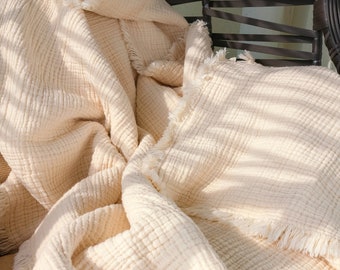 Organic Muslin Baby Blanket: 8-Layer Cotton Gauze, Newborn Gift (47x44 inches)