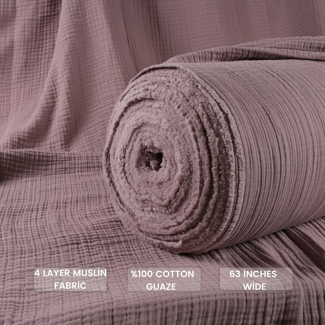 4 Layered Gauze Cotton Fabric Soft Organic Muslin Crinkle Cotton Fabric