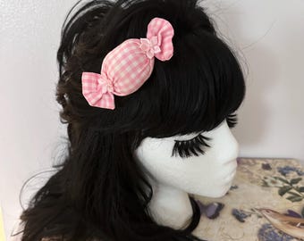 Candy Bow Hair Clip, Handmade, Harajuku Gyaru Style, Gingham