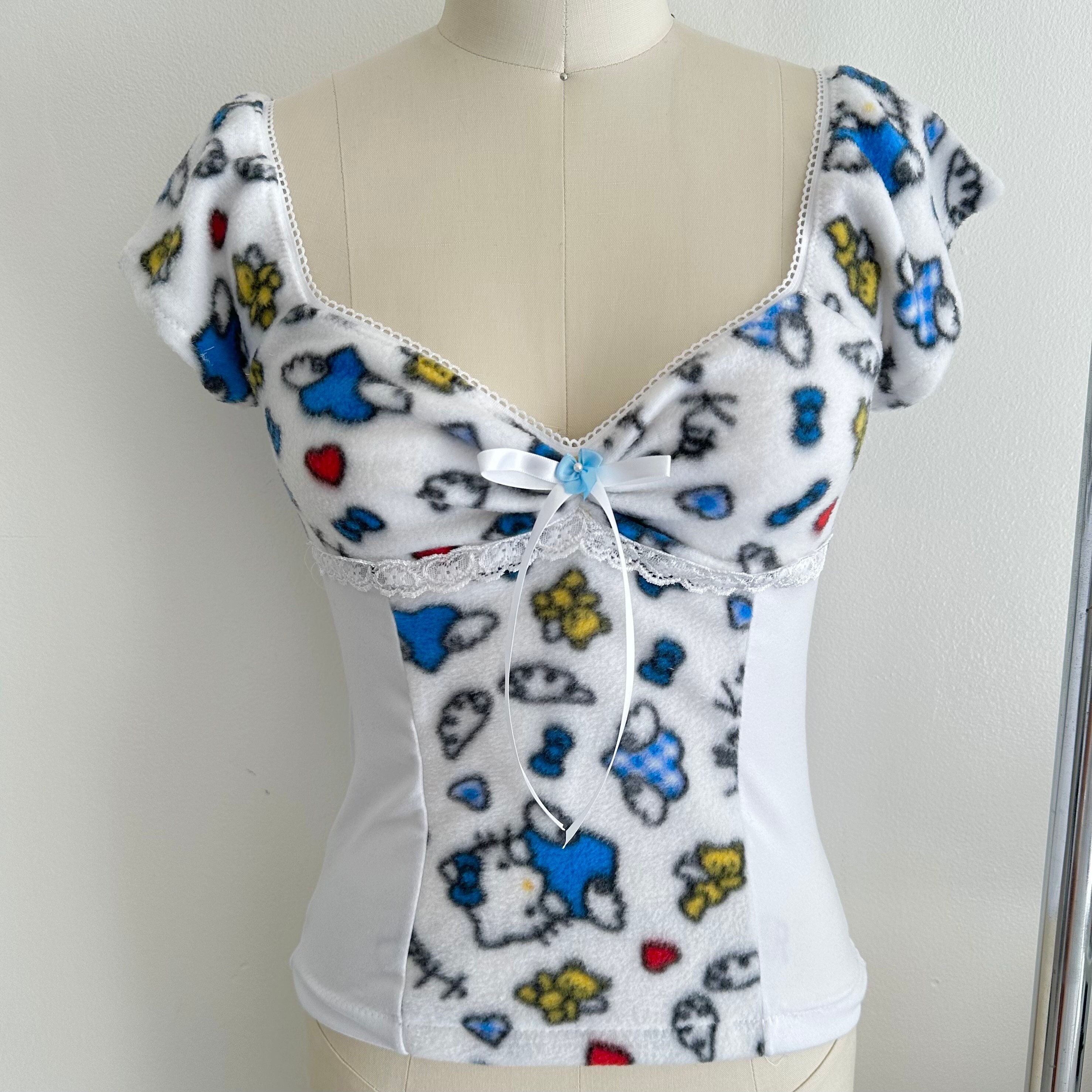 Hello kitty scrunched milkmaid blouse