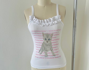 coquette meow girly feminine kitten cami