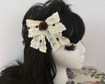 Fawn Bow Hair Clip, Handmade, Harajuku Gyaru Style
