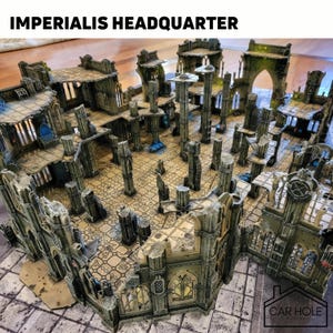 IMPERIALIS HEADQUARTERS Tabletop Terrain, Gothic Sci-Fi Ruins Bundle Imperial Sector, 28mm Rpg & Wargame Scenery, 40k Tournament Game Set