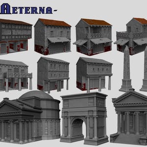 3D Printed Ancient City Terrain Buildings - Modular Roman Market, Halls, Obelisks, Wargaming Miniatures Scenery for DnD & Tabletop